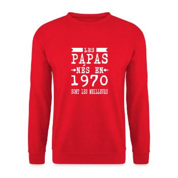 Les Papas nés en sont meilleurs - Sweat-shirt Unisexe - rouge - Devant - Alina (178cm) & Michal (187cm)