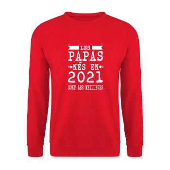 Les Papas nés en 2021 sont meilleurs - Sweat-shirt Unisexe - rouge - Devant - Alina (178cm) & Michal (187cm)