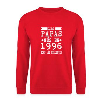 Geborene Väter sind besser dafür - Unisex Pullover - Rot - Vorne - Alina (178cm) & Michal (187cm)