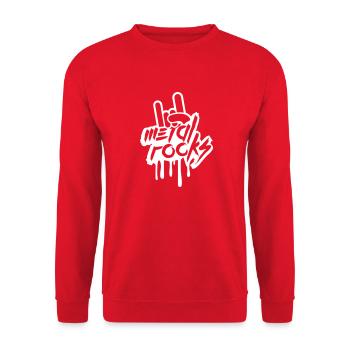 Heavy Metal Rocks Hard Rock Music Graffiti Spray - Unisex Sweatshirt - red - Front - Alina (178cm) & Michal (187cm)