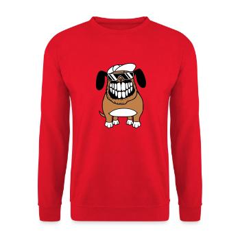 chien monstre méchant dangereux dents sourire sourire - Sweat-shirt Unisexe - rouge - Devant - Alina (178cm) & Michal (187cm)