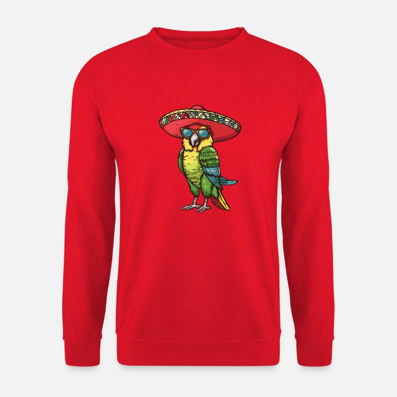 Parrot Comic Funny Sombrero - Unisex Sweatshirt - red