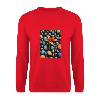 A flower in the middle of coloured pebbles - Unisex Sweatshirt - red - Front - Alina (178cm) & Michal (187cm)