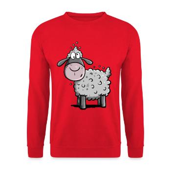 Little Wool Sheep I Sheep Comic I Gift - Unisex Sweatshirt - red - Front - Alina (178cm) & Michal (187cm)
