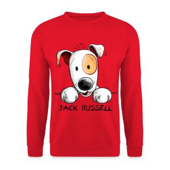 Neugieriger Jack Russell - Unisex Pullover - Rot - Vorne - Alina (178cm) & Michal (187cm)