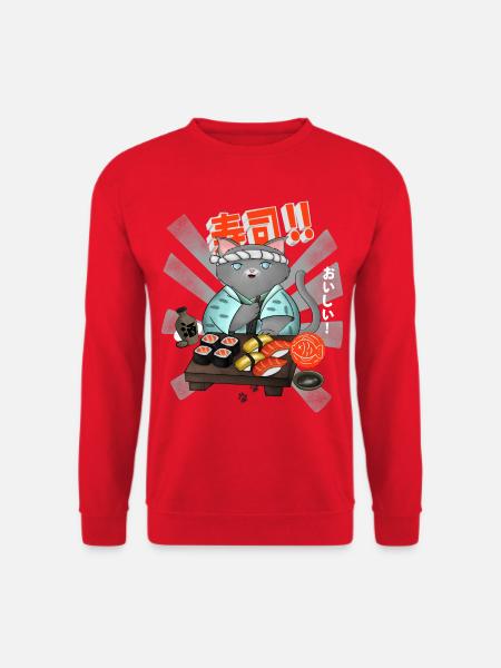 Sushi Cat Chef - Unisex Pullover - Rot