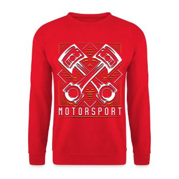 Motorsport - Tuning - Automechaniker - Unisex Pullover - Rot - Vorne - Alina (178cm) & Michal (187cm)