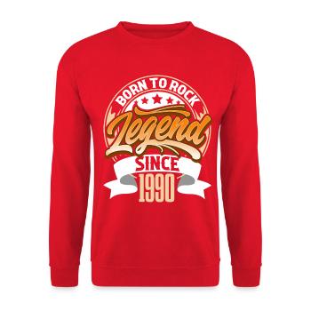 1990 Geburtsjahr Geburtstag Legende Born To Rock - Unisex Pullover - Rot - Vorne - Alina (178cm) & Michal (187cm)