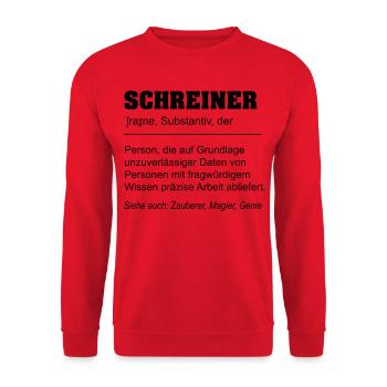 Lustige Definition Beruf Schreiner - Unisex Pullover - Rot - Vorne - Alina (178cm) & Michal (187cm)