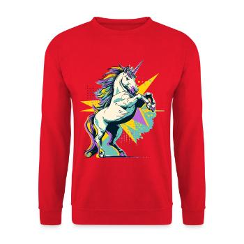 Licorne Pop Art Magie Fantastique Colorée Magie Conte de Fées Magie - Sweat-shirt Unisexe - rouge - Devant - Alina (178cm) & Michal (187cm)