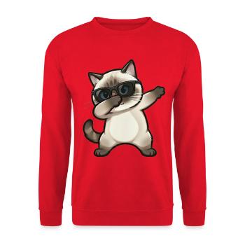 Dabbing Siamese Cat - Unisex Sweatshirt - red - Front - Alina (178cm) & Michal (187cm)
