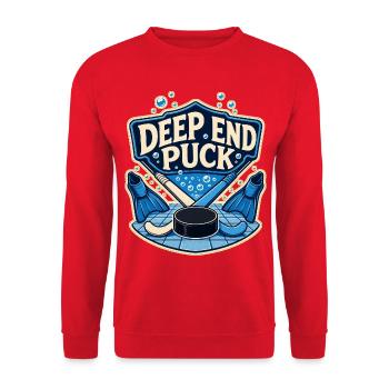 DEEP END PUCK - Unisex Sweatshirt - red - Front - Alina (178cm) & Michal (187cm)
