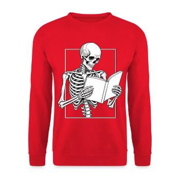 Skelett im Roman versunken - Unisex Pullover - Rot - Vorne - Alina (178cm) & Michal (187cm)