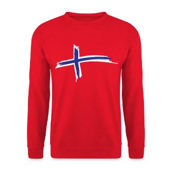 Norwegische Flagge als Pinselstriche - Unisex Pullover - Rot - Vorne - Alina (178cm) & Michal (187cm)