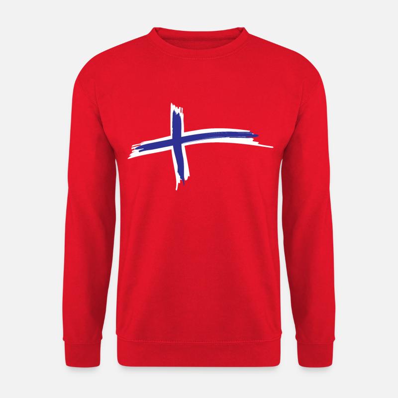 Norwegische Flagge als Pinselstriche - Unisex Pullover - Rot
