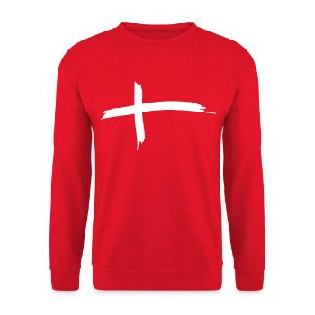Flagge von Dänemark als Pinselstriche - Unisex Pullover - Rot - Vorne - Alina (178cm) & Michal (187cm)