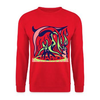 Witch's cauldron. A funny witch on Halloween - Unisex Sweatshirt - red - Front - Alina (178cm) & Michal (187cm)