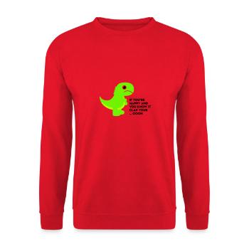 T-Rex clap your hands - Unisex Sweatshirt - red - Front - Alina (178cm) & Michal (187cm)