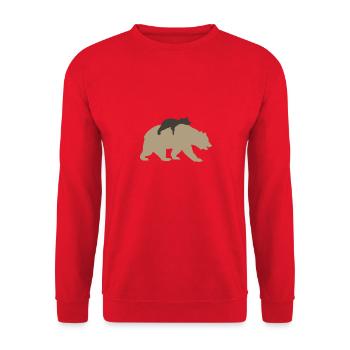 Bär mit Jungem - Unisex Pullover - Rot - Vorne - Alina (178cm) & Michal (187cm)