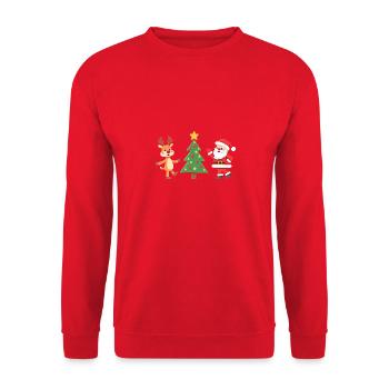 Reindeer Christmas Tree & Santa for Christmas - Unisex Sweatshirt - red - Front - Alina (178cm) & Michal (187cm)