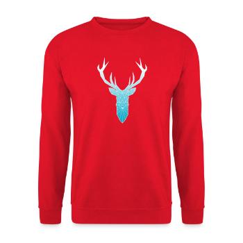 Deer head in triangle design (light blue) - Unisex Sweatshirt - red - Front - Alina (178cm) & Michal (187cm)