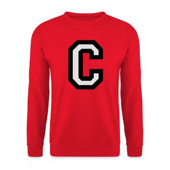 Buchstabe C - Unisex Pullover - Rot - Vorne - Alina (178cm) & Michal (187cm)