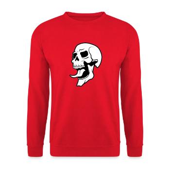Skull Totenkopf - Unisex Pullover - Rot - Vorne - Alina (178cm) & Michal (187cm)