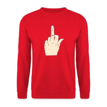 Mittelfinger Modus - Unisex Pullover - Rot - Vorne - Alina (178cm) & Michal (187cm)