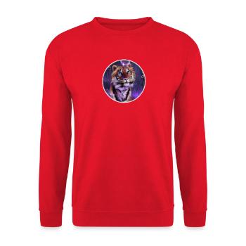 Cosmic Tiger in Neon Light - Unisex Sweatshirt - red - Front - Alina (178cm) & Michal (187cm)