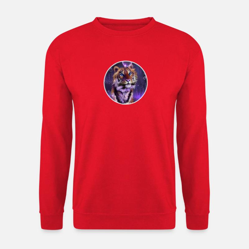 Kosmischer Tiger im Neonlicht - Unisex Pullover - Rot