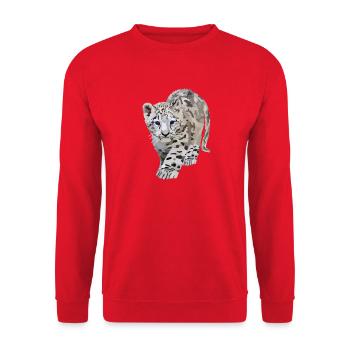 Sia, the snow leopard - Unisex Sweatshirt - red - Front - Alina (178cm) & Michal (187cm)