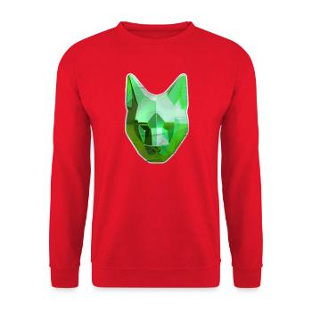 Green Crystal Cat - Unisex Sweatshirt - red - Front - Alina (178cm) & Michal (187cm)