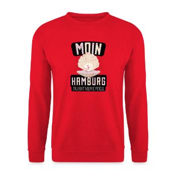 Hamburg you are my pearl - Unisex Sweatshirt - red - Front - Alina (178cm) & Michal (187cm)