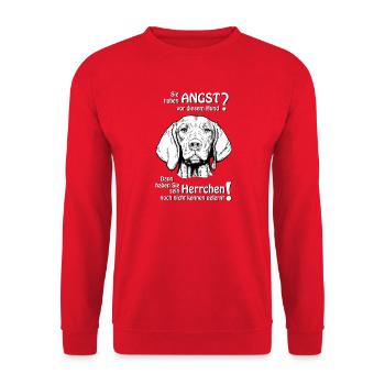 Angst vor Magyar Viszla Kurzhaar? Herrchen - Unisex Pullover - Rot - Vorne - Alina (178cm) & Michal (187cm)