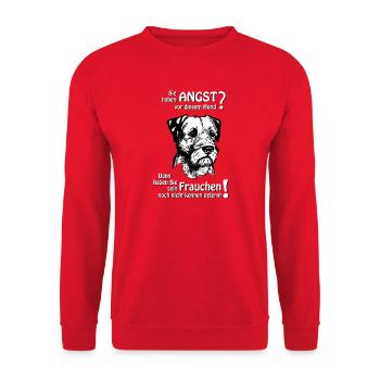 Angst vor Border Terrier? Frauchen - Unisex Pullover - Rot - Vorne - Alina (178cm) & Michal (187cm)