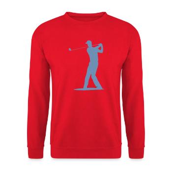 Golfer Abschlag Silhouette - Herren Design - Unisex Pullover - Rot - Vorne - Alina (178cm) & Michal (187cm)
