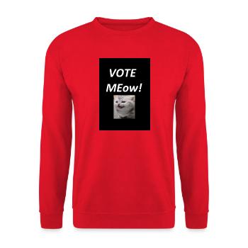 Vote Meow Katziger Wahlwitz - Unisex Pullover - Rot - Vorne - Alina (178cm) & Michal (187cm)
