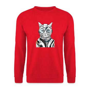ASTRONAUT CAT - Unisex Sweatshirt - red - Front - Alina (178cm) & Michal (187cm)