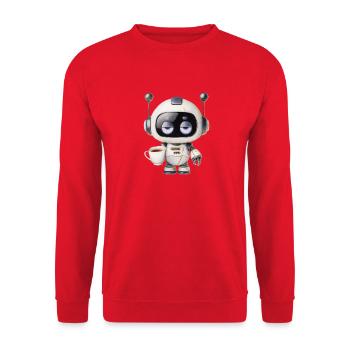 Robot Coffee - Unisex Sweatshirt - red - Front - Alina (178cm) & Michal (187cm)