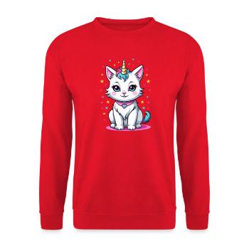 Cute Cat Unicorn - Unisex Sweatshirt - red - Front - Alina (178cm) & Michal (187cm)