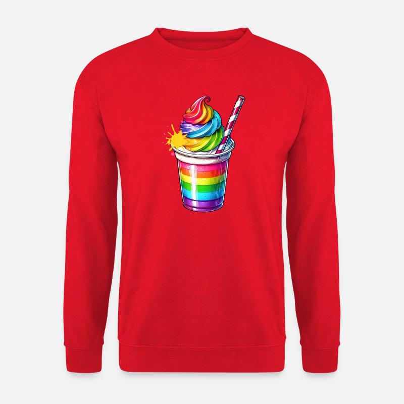 Genuss für die Sinne:Regenbogen Milchshake Becher - Unisex Pullover - Rot