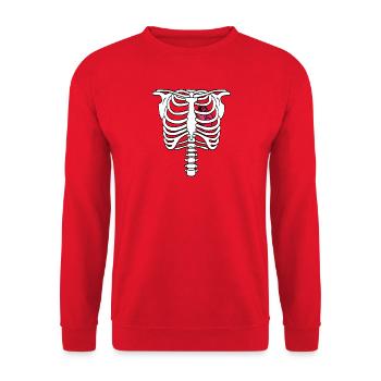 Skeleton rib cage with heart - Unisex Sweatshirt - red - Front - Alina (178cm) & Michal (187cm)