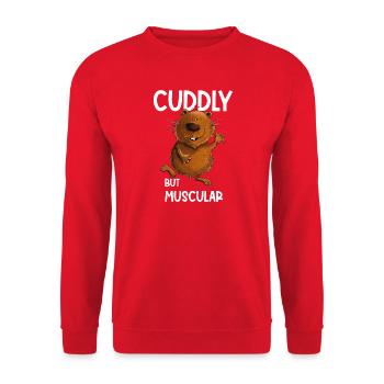 Cuddly But Muscular Wombat Australien - Unisex Pullover - Rot - Vorne - Alina (178cm) & Michal (187cm)
