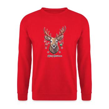 Cute deer in Merry Christmas style - Unisex Sweatshirt - red - Front - Alina (178cm) & Michal (187cm)
