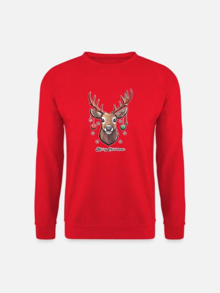 Niedlicher Hirsch im Merry-Christmas-Stil - Unisex Pullover - Rot