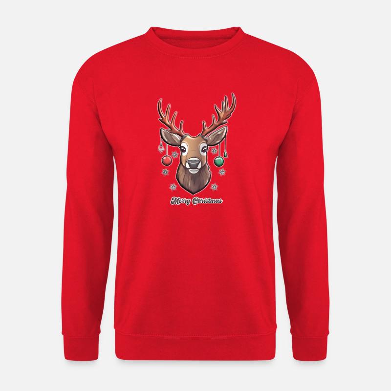 Niedlicher Hirsch im Merry-Christmas-Stil - Unisex Pullover - Rot