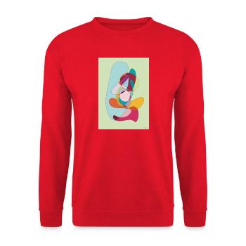 Abstrakte Farbflächen Komposition - Unisex Pullover - Rot - Vorne - Alina (178cm) & Michal (187cm)