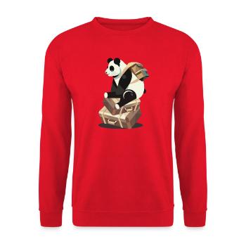 Panda assis sur des valises, prêt pour de nouvelles aventures - Sweat-shirt Unisexe - rouge - Devant - Alina (178cm) & Michal (187cm)