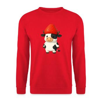 Drôle de vache avec des fraises Chapeau Fruité Humoristique - Sweat-shirt Unisexe - rouge - Devant - Alina (178cm) & Michal (187cm)