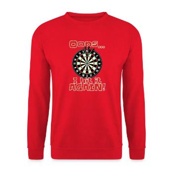 Darts Fun Shirt Oops i hit it again - Unisex Pullover - Rot - Vorne - Alina (178cm) & Michal (187cm)